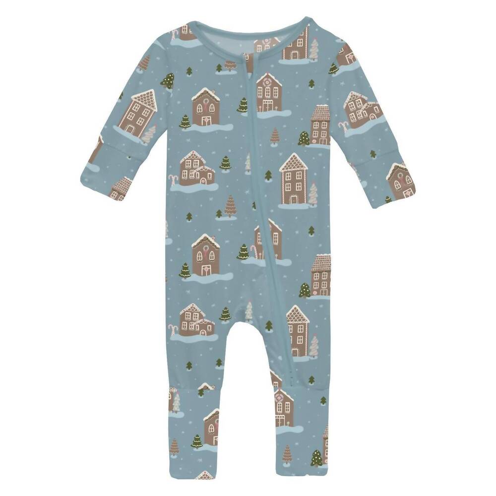 NEW KICKEE baby's convertible coverall in stormy sea gingerbread town